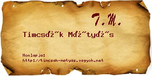 Timcsák Mátyás névjegykártya